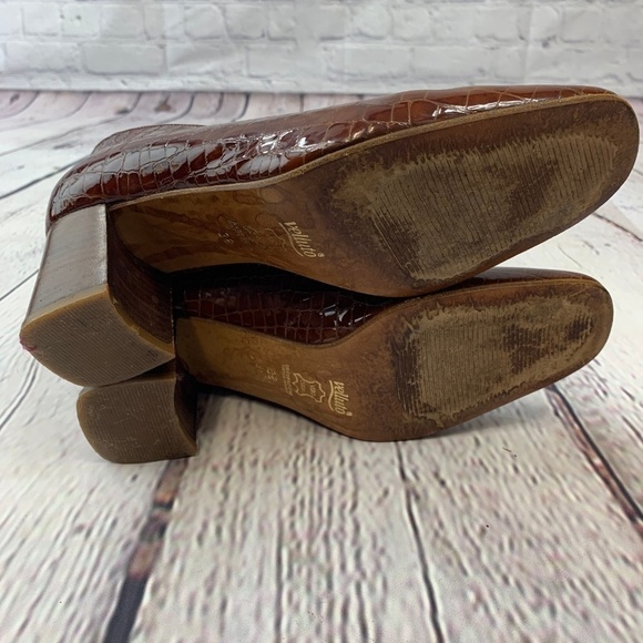 Velluto Brown Italian Snake Skin Leather Heels - Picture 6 of 6